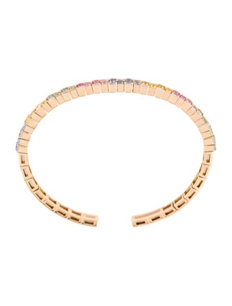 Suzanne Kalan 18K Sapphire & Diamond Rainbow Thin Mix Bangle