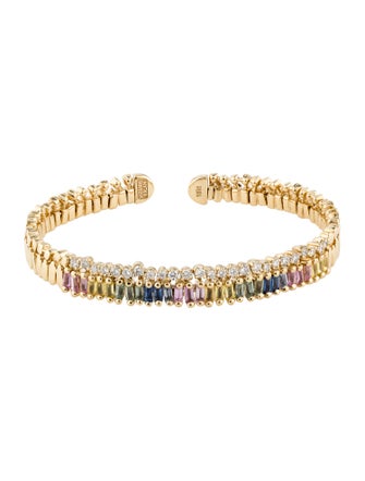Suzanne Kalan 18K Sapphire & Diamond Pastel rainbow Cuff Bracelet