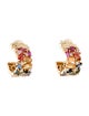 Suzanne Kalan 18K Multi Sapphire & Diamond Rainbow Hoop Earrings