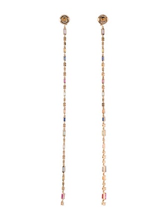 Suzanne Kalan 18K Sapphire & Diamond Fireworks Rainbow Linear Drop Earrings