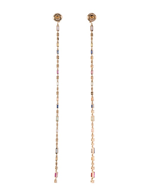 Suzanne Kalan 18K Sapphire & Diamond Fireworks Rainbow Linear Drop Earrings