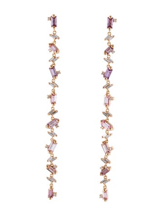 Suzanne Kalan Sapphire & Diamond Fireworks Rainbow Scattered Linear Drop Earrings