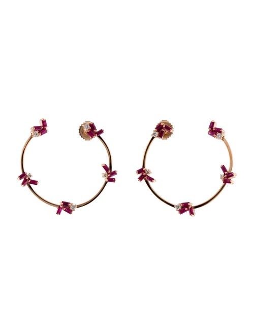 Suzanne Kalan 18K 2.15ctw Ruby & Diamond Open Circle Hoop Earrings