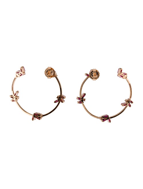 Suzanne Kalan 18K 2.15ctw Ruby & Diamond Open Circle Hoop Earrings