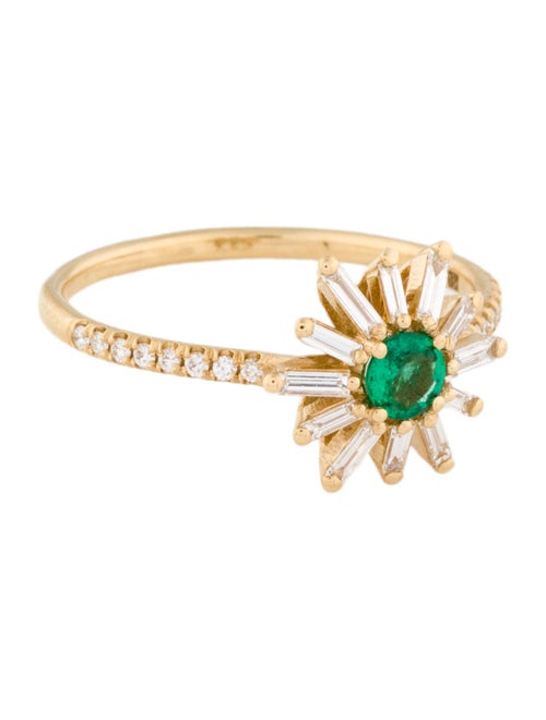 Suzanne Kalan 18K Emerald & Diamond Flower Cocktail Ring