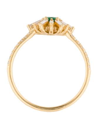 Suzanne Kalan 18K Emerald & Diamond Flower Cocktail Ring