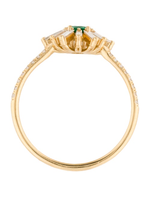 Suzanne Kalan 18K Emerald & Diamond Flower Cocktail Ring