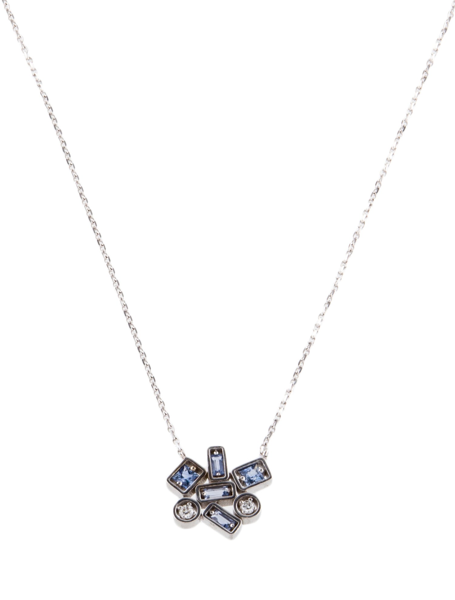 Suzanne Kalan 18K Sapphire & Diamond Cluster Pendant Necklace