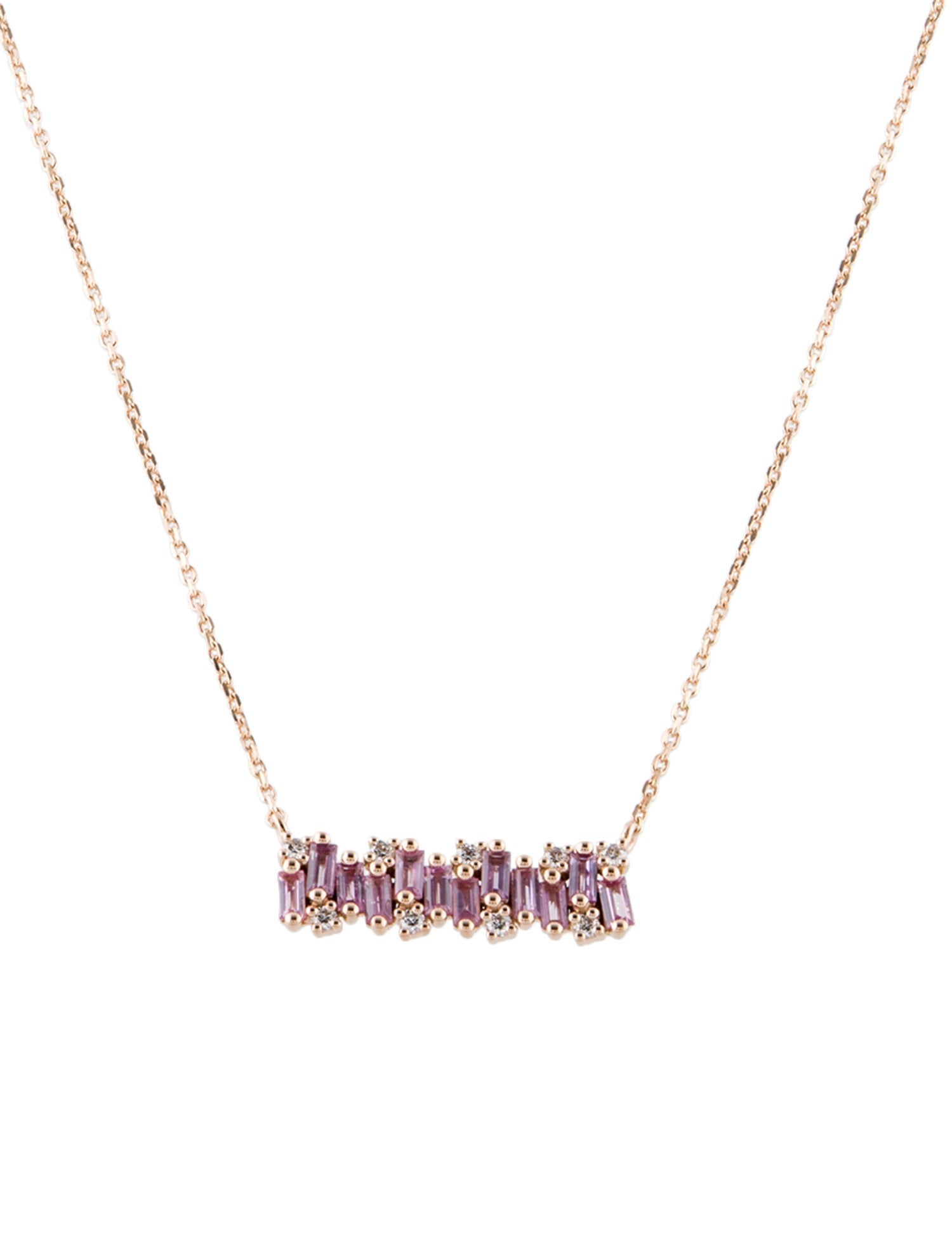 Suzanne Kalan 18K 1.50ctw Sapphire & Diamond Shimmer Bar Pendant Necklace