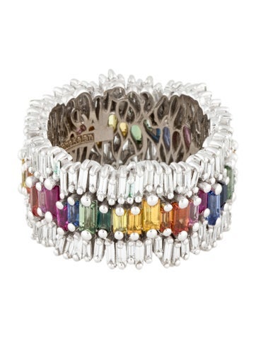 Suzanne Kalan Eternity Band 18K 2.35ctw Diamond & Sapphire Triple Stack 8.75