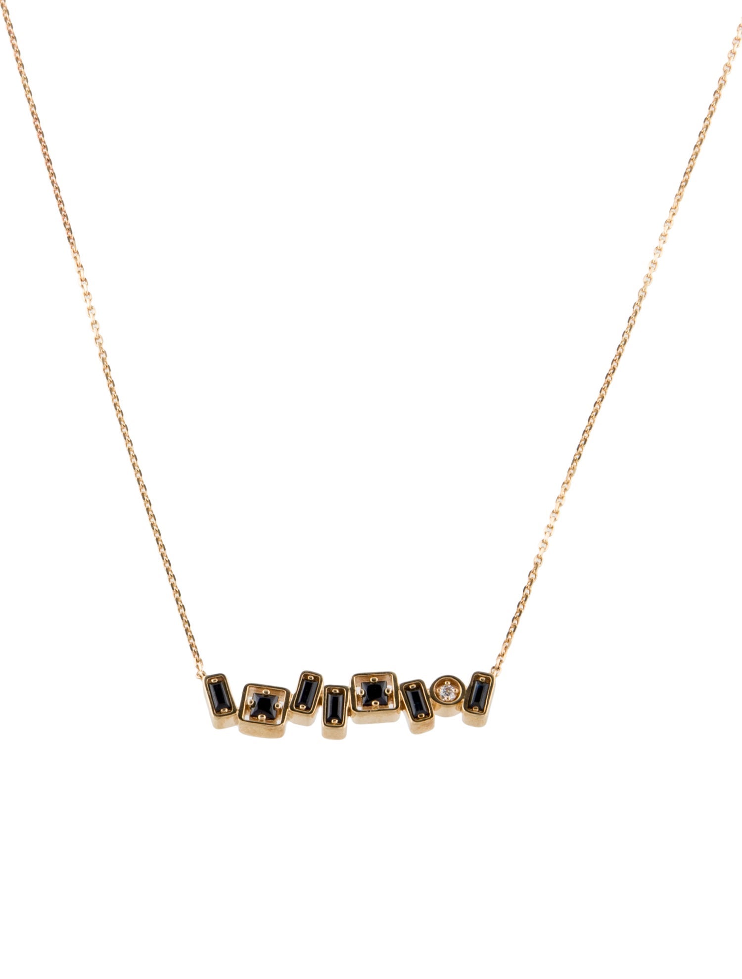 Suzanne Kalan 18K Inlay Sapphire & Diamond Bar Pendant Necklace