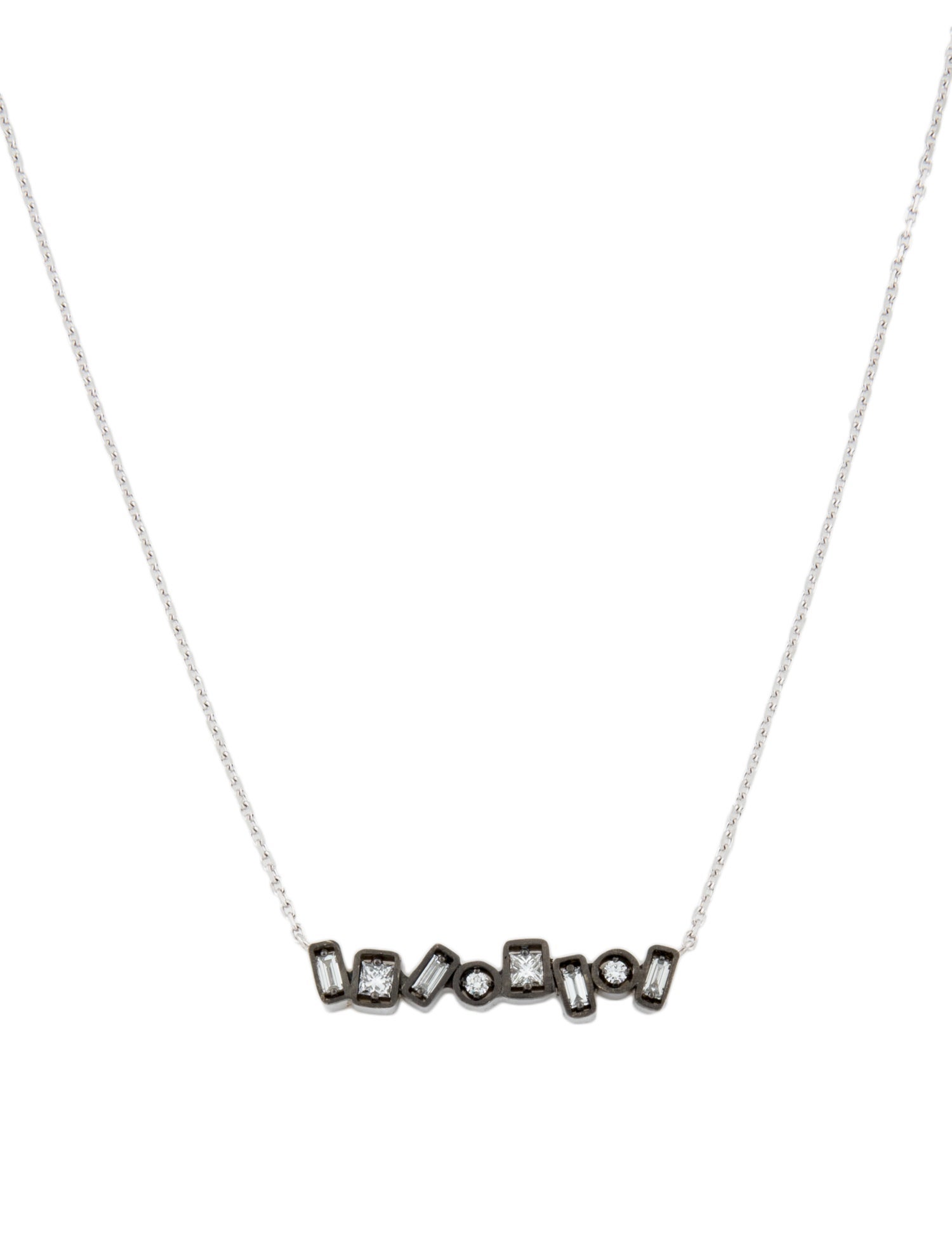 Suzanne Kalan 18K Diamond Bar Pendant Necklace