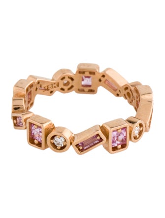 Suzanne Kalan 18K 1.02ctw Sapphire & Diamond Inlay Zigzag Eternity Band