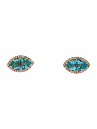 Suzanne Kalan 18K Apatite & Diamond Stud One of a Kind Earrings