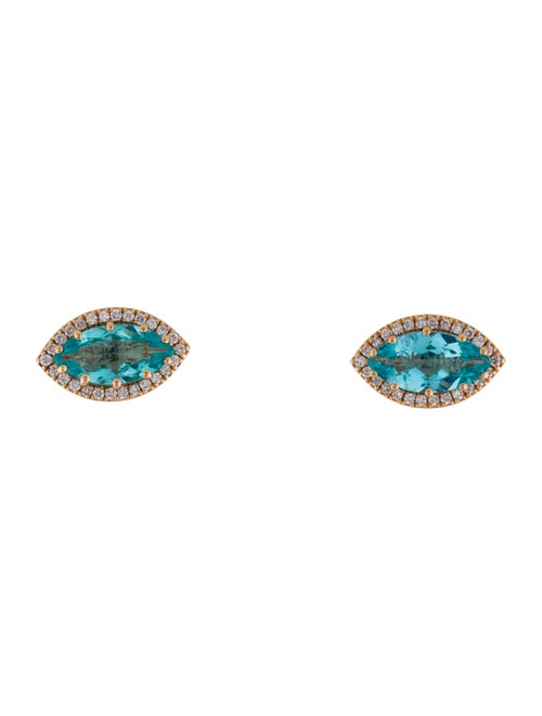 Suzanne Kalan 18K Apatite & Diamond Stud One of a Kind Earrings
