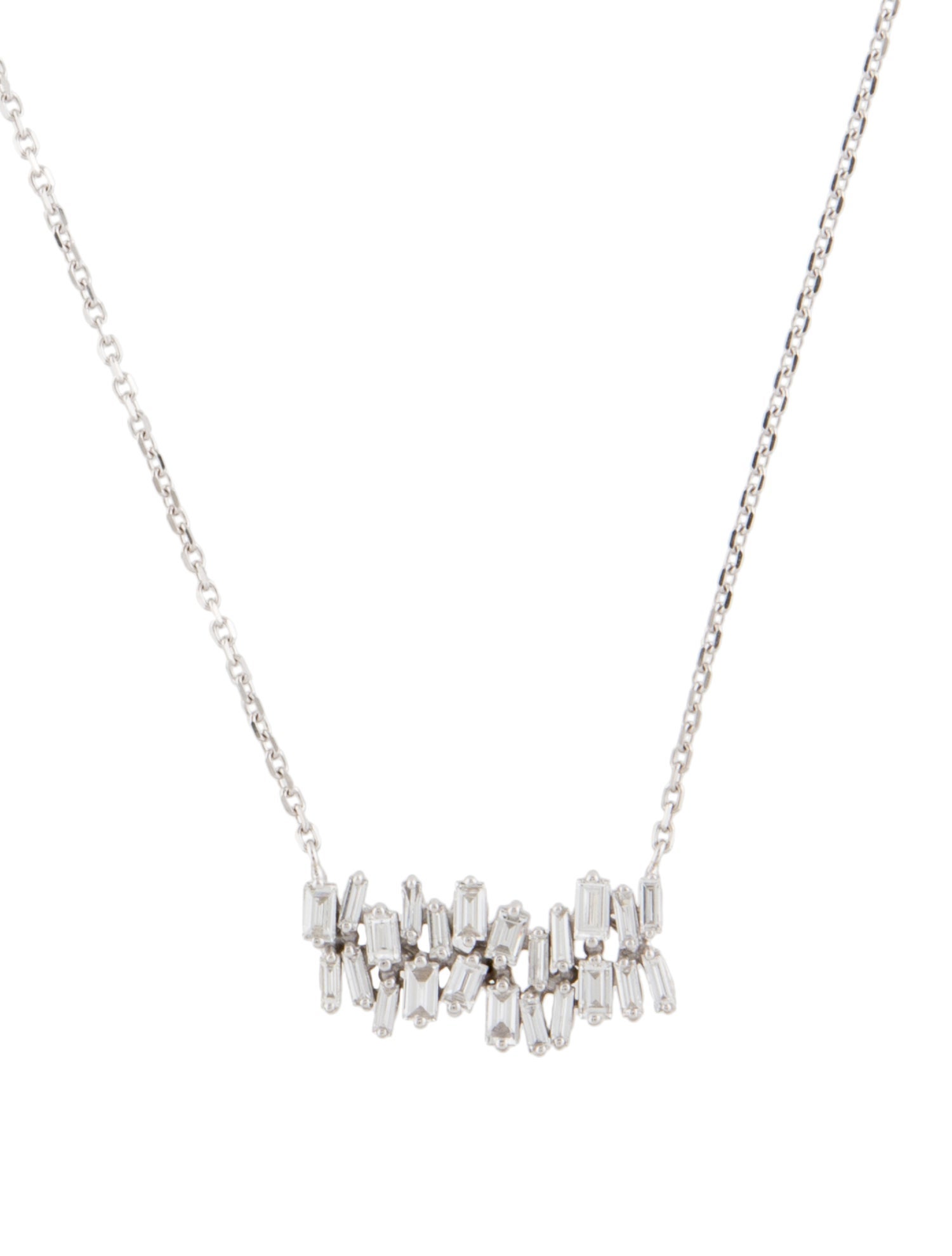 Suzanne Kalan 18K Diamond Baguette Fireworks Bar Necklace