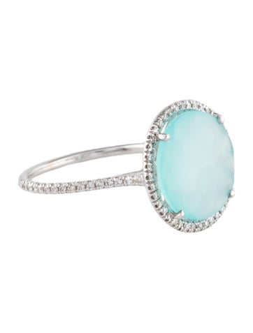 Suzanne Kalan Cocktail Ring 18K Dyed Chalcedony & Diamond 6.5