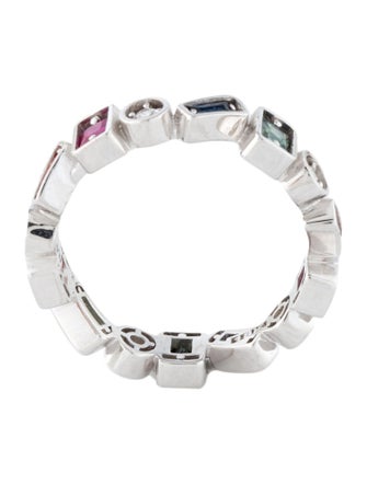 Suzanne Kalan 18K Sapphire, Ruby, & Diamond Zig Zag Inlay Band