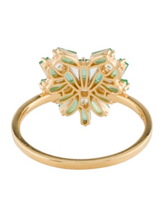 Suzanne Kalan 18K Emerald & Diamond Small Curved Heart Ring