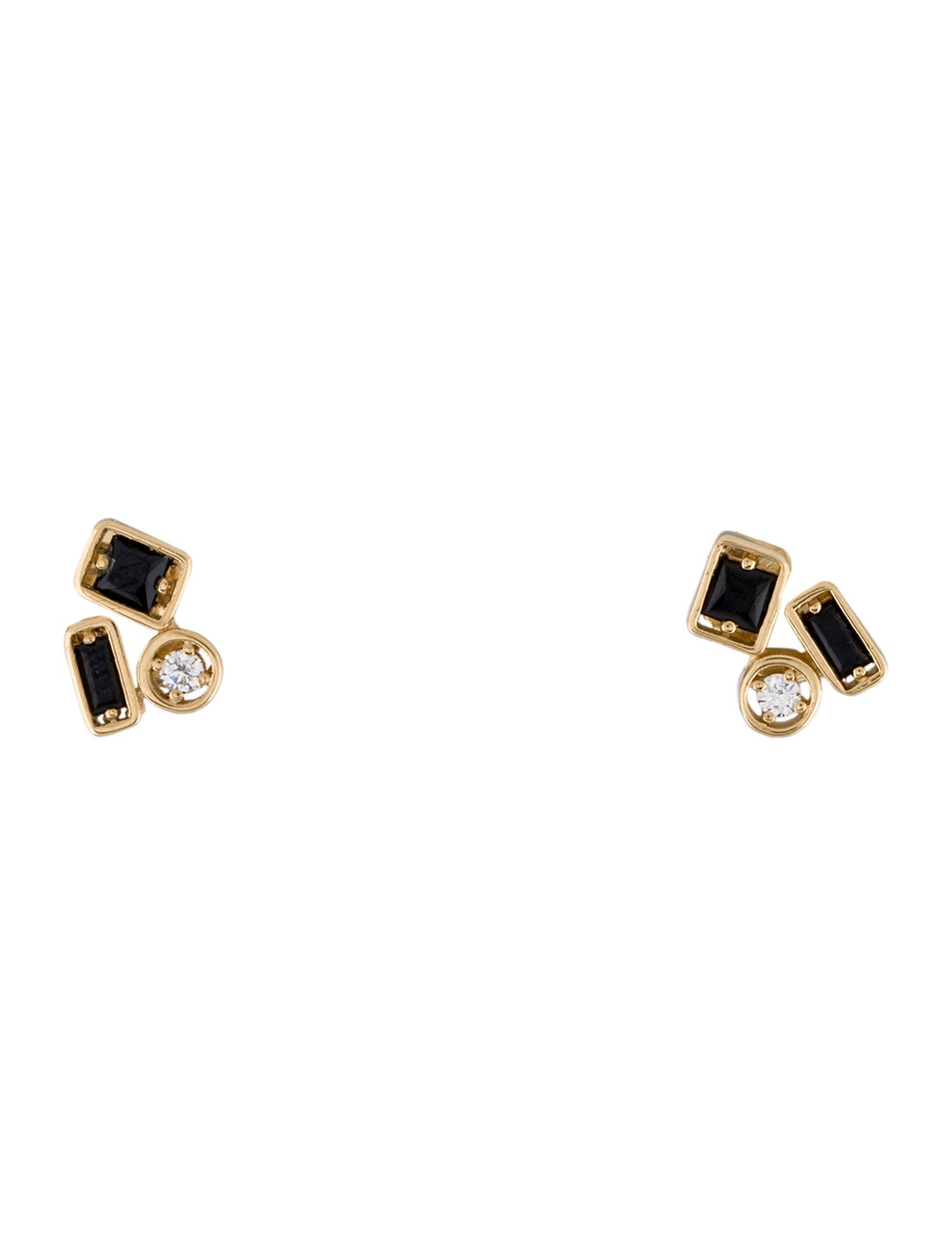 Suzanne Kalan 18K Sapphire & Diamond Inlay Stud Earrings