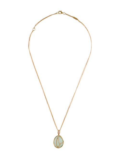 Suzanne Kalan 18K Diamond & Chalcedony Drop Pendant Necklace