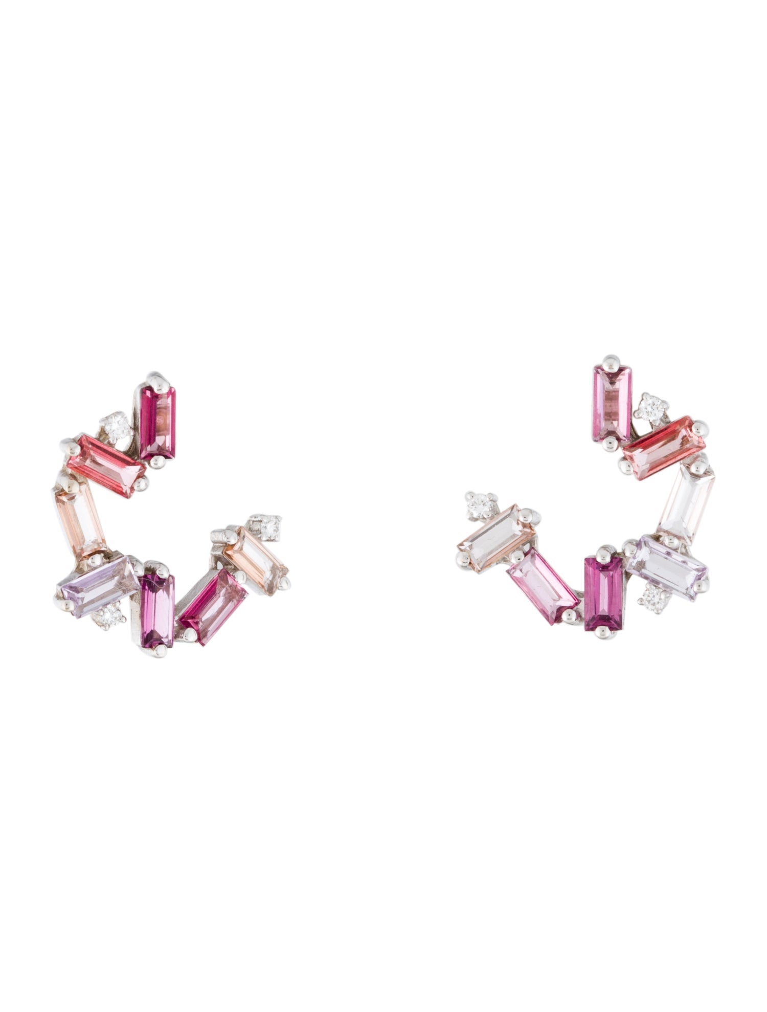 Suzanne Kalan 14K Multistone Amalfi Burst Mix Sideways Mini Hoops