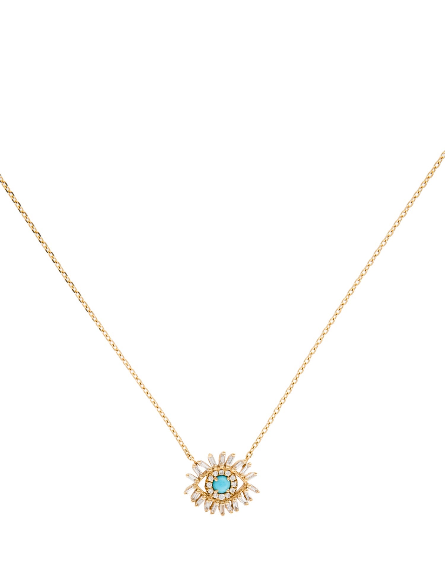 Suzanne Kalan 18K Turquoise & Diamond Mini Evil Eye Pendant Necklace