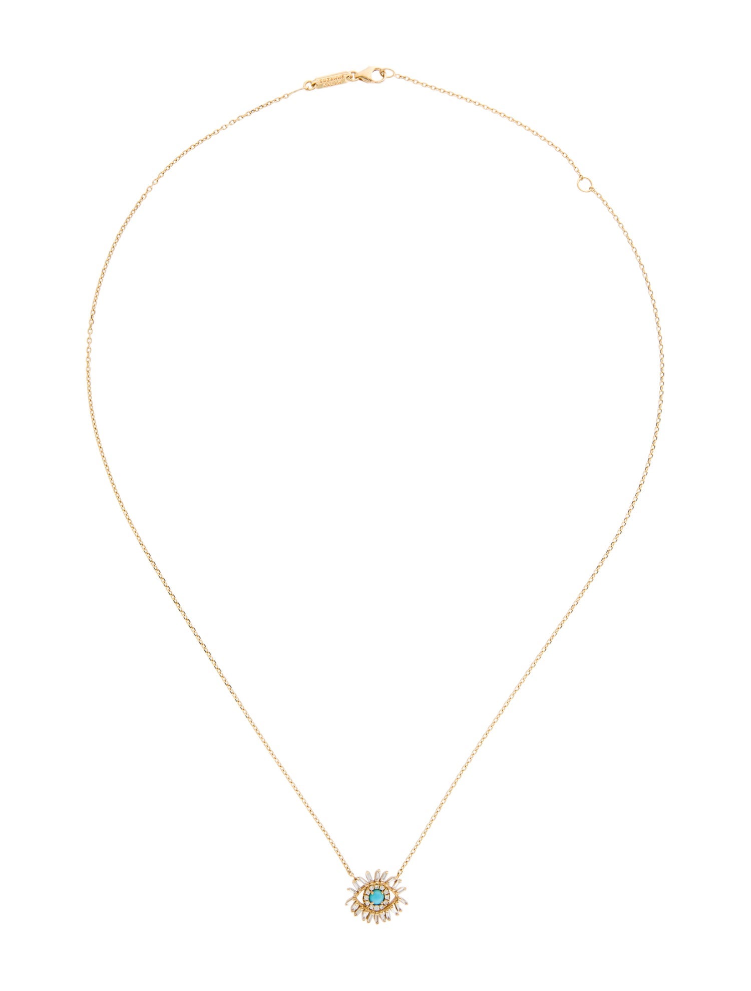 Suzanne Kalan 18K Turquoise & Diamond Mini Evil Eye Pendant Necklace