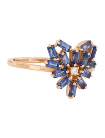 Suzanne Kalan 18K Sapphire & Diamond Small Curved Cocktail Ring