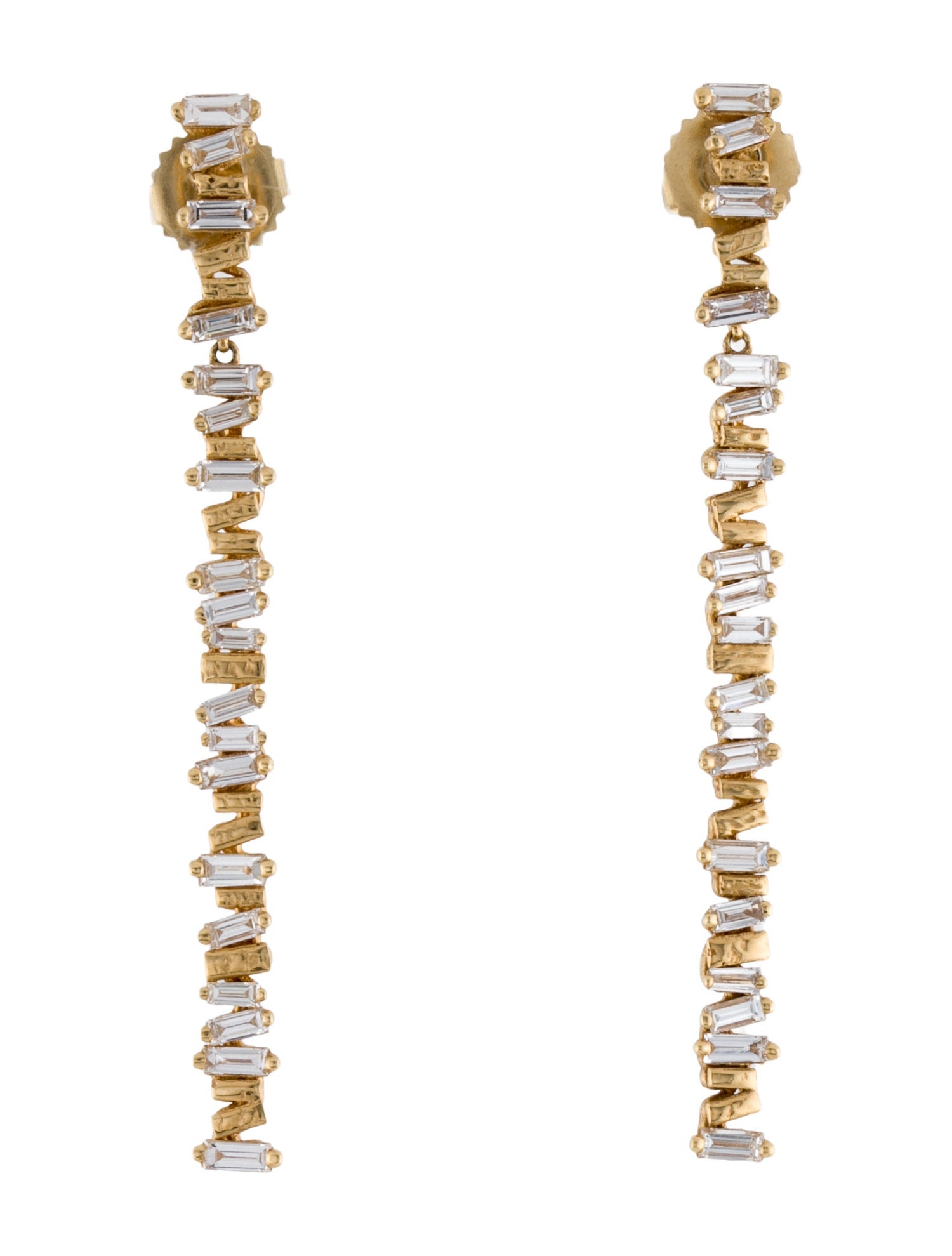Suzanne Kalan 18K 1.63ctw Diamond Stick Drop Earrings