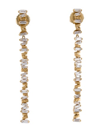 Suzanne Kalan 18K 1.63ctw Diamond Stick Drop Earrings
