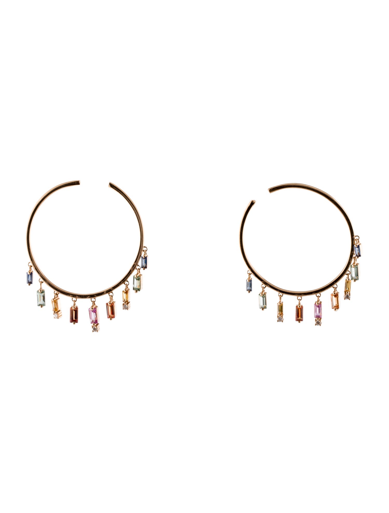 Suzanne Kalan 18K Sapphire & Diamond Hoop Earrings