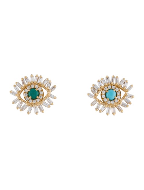 Suzanne Kalan Turquoise & Diamond Evil Eye Stud Earrings