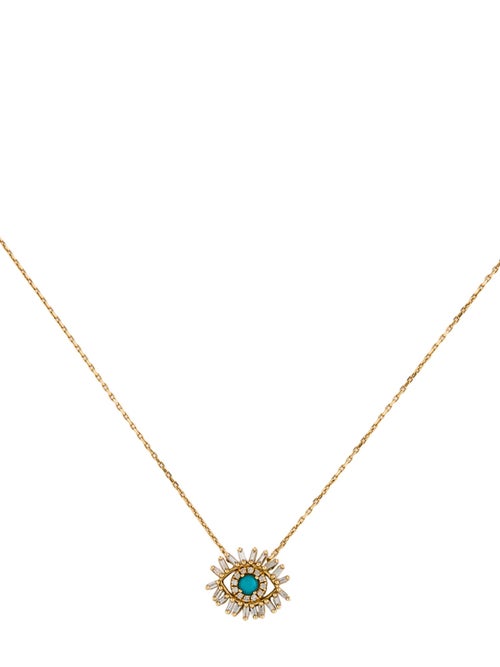 Suzanne Kalan 18K Turquoise & Diamond Evil Eye Pendant Necklace