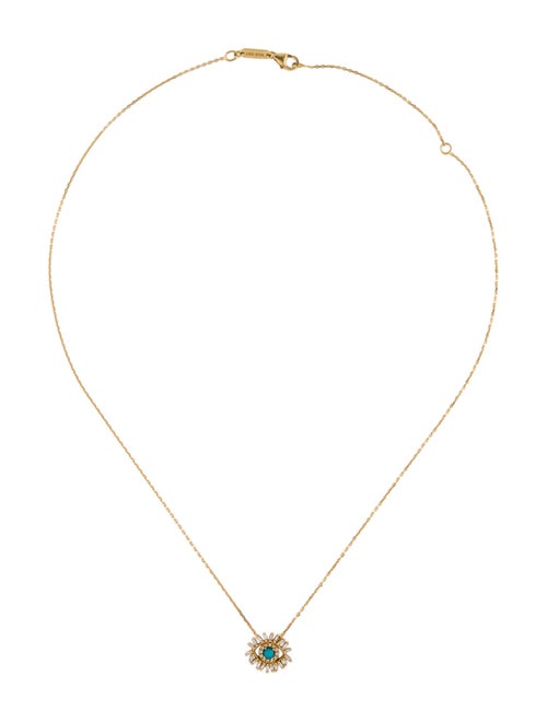 Suzanne Kalan 18K Turquoise & Diamond Evil Eye Pendant Necklace