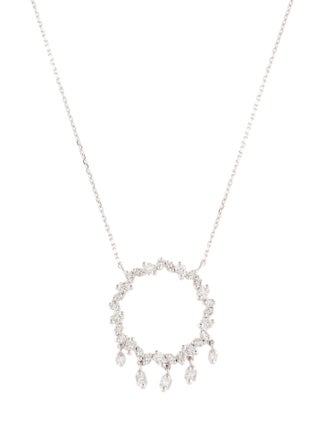 Suzanne Kalan 18K 1.16ctw Princess cut Diamond Circle Pendant Necklace