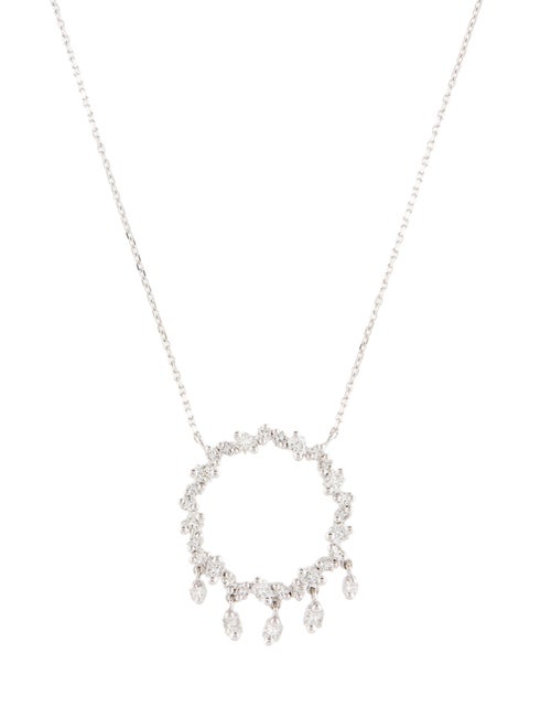 Suzanne Kalan 18K 1.16ctw Princess cut Diamond Circle Pendant Necklace