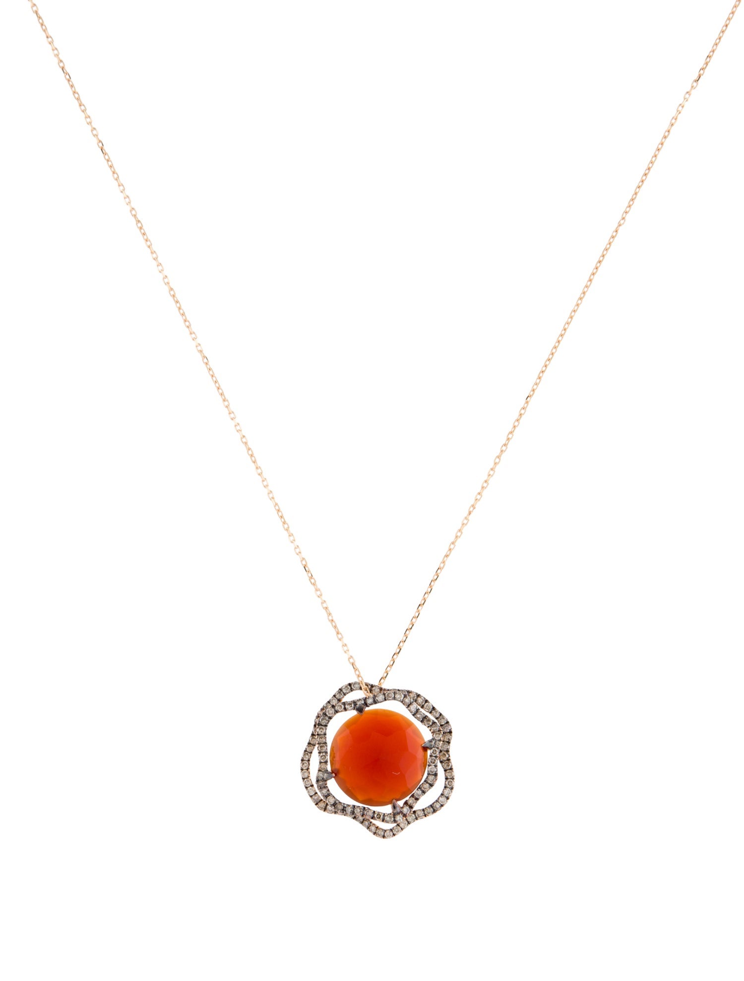 Suzanne Kalan 18K Carnelian & Diamond Pendant Necklace
