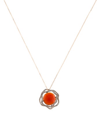 Suzanne Kalan 18K Carnelian & Diamond Pendant Necklace