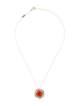 Suzanne Kalan 18K Carnelian & Diamond Pendant Necklace