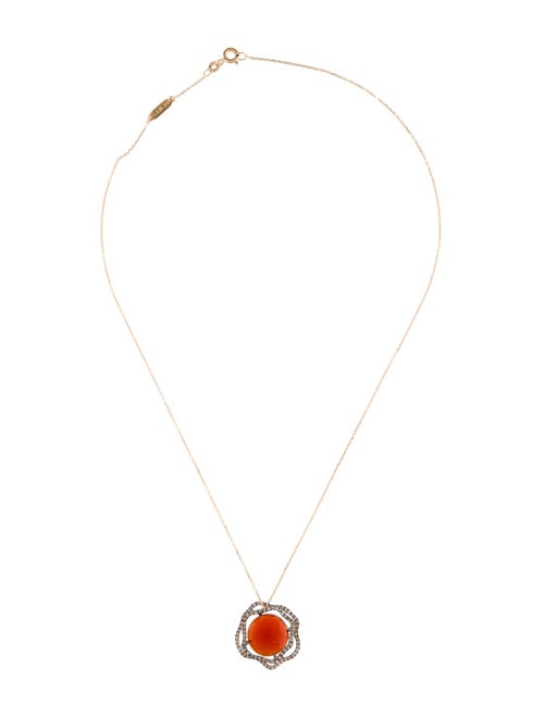 Suzanne Kalan 18K Carnelian & Diamond Pendant Necklace
