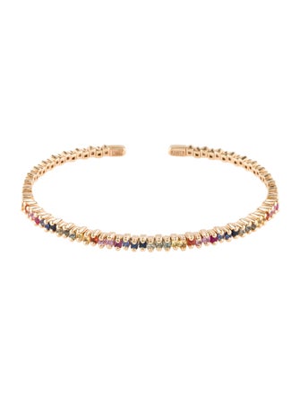 Suzanne Kalan 18K 1.15ctw Sapphire Mini Rainbow Cuff Bracelet