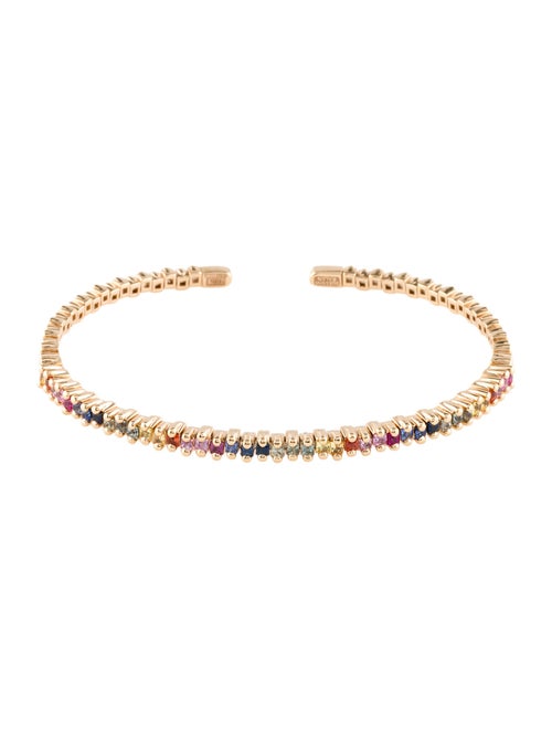 Suzanne Kalan 18K 1.15ctw Sapphire Mini Rainbow Cuff Bracelet
