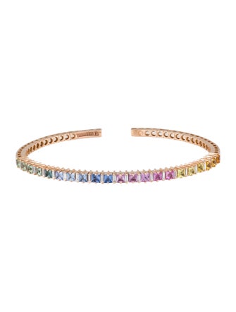 Suzanne Kalan 18K Rainbow Sapphire & Diamond Cuff