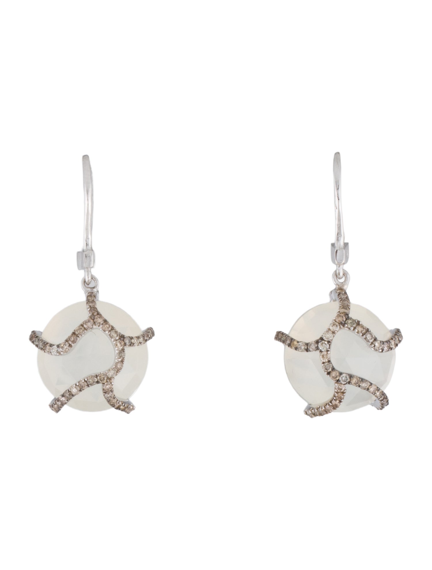 Suzanne Kalan 18K Moonstone & Diamond Wrapped Drop Earrings