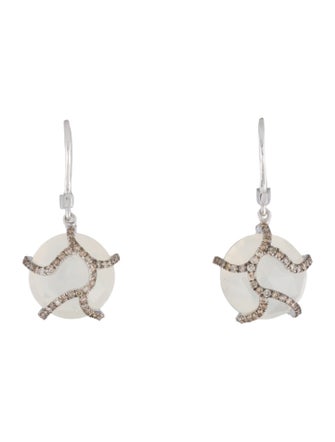 Suzanne Kalan 18K Moonstone & Diamond Wrapped Drop Earrings