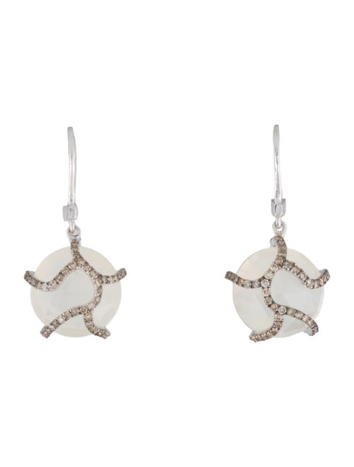 Suzanne Kalan 18K Moonstone & Diamond Wrapped Drop Earrings