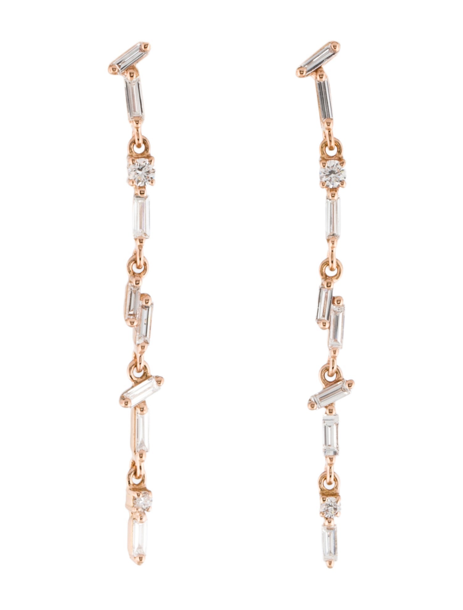 Suzanne Kalan 18K Diamond Thin Flexible Drop Earrings