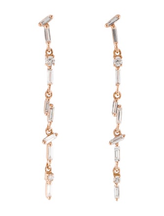 Suzanne Kalan 18K Diamond Thin Flexible Drop Earrings