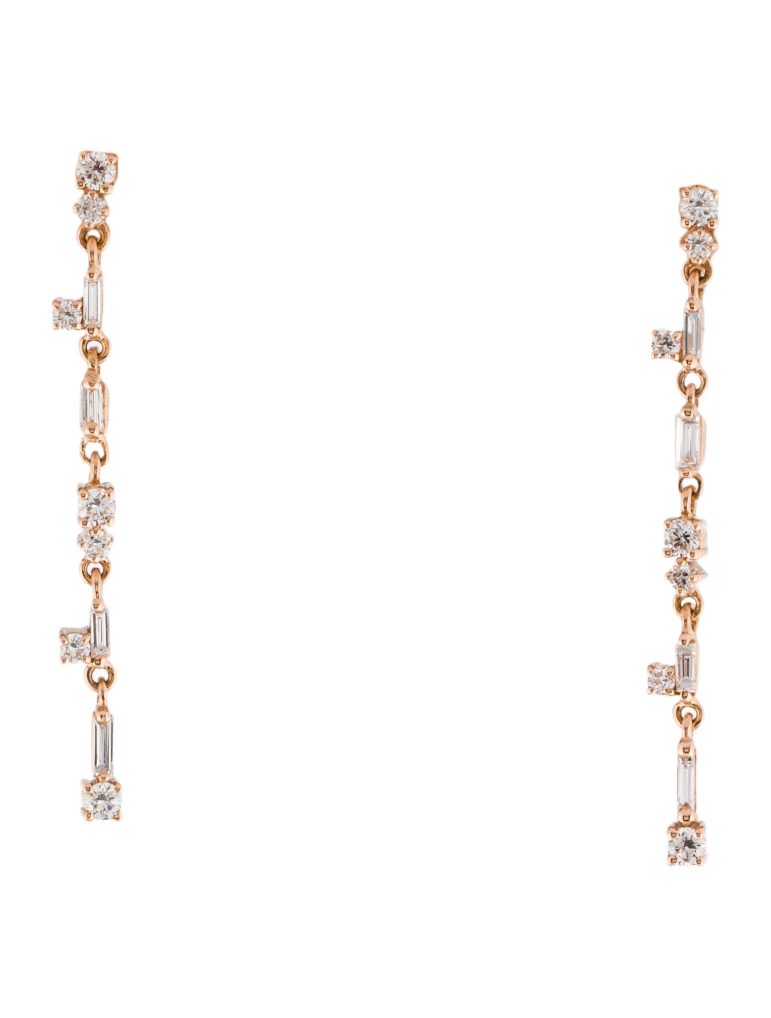 Suzanne Kalan 18K Diamond Thin Flexible Drop Earrings